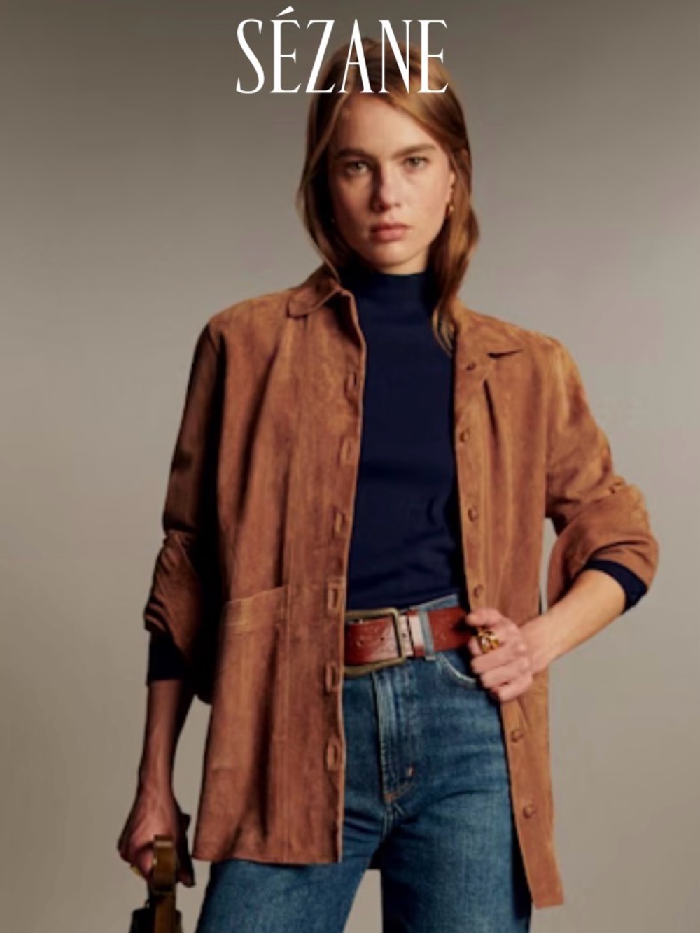 Sezane Will jacket in camel suede size xs